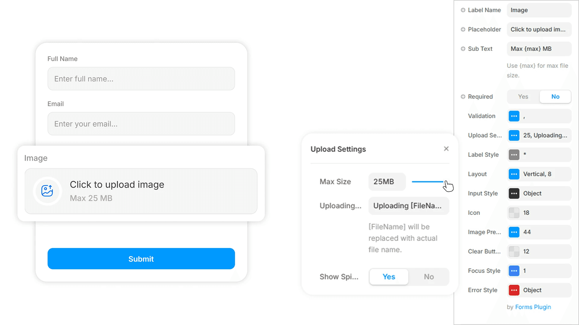 Styling the file upload field in Framer with FormsPlugin