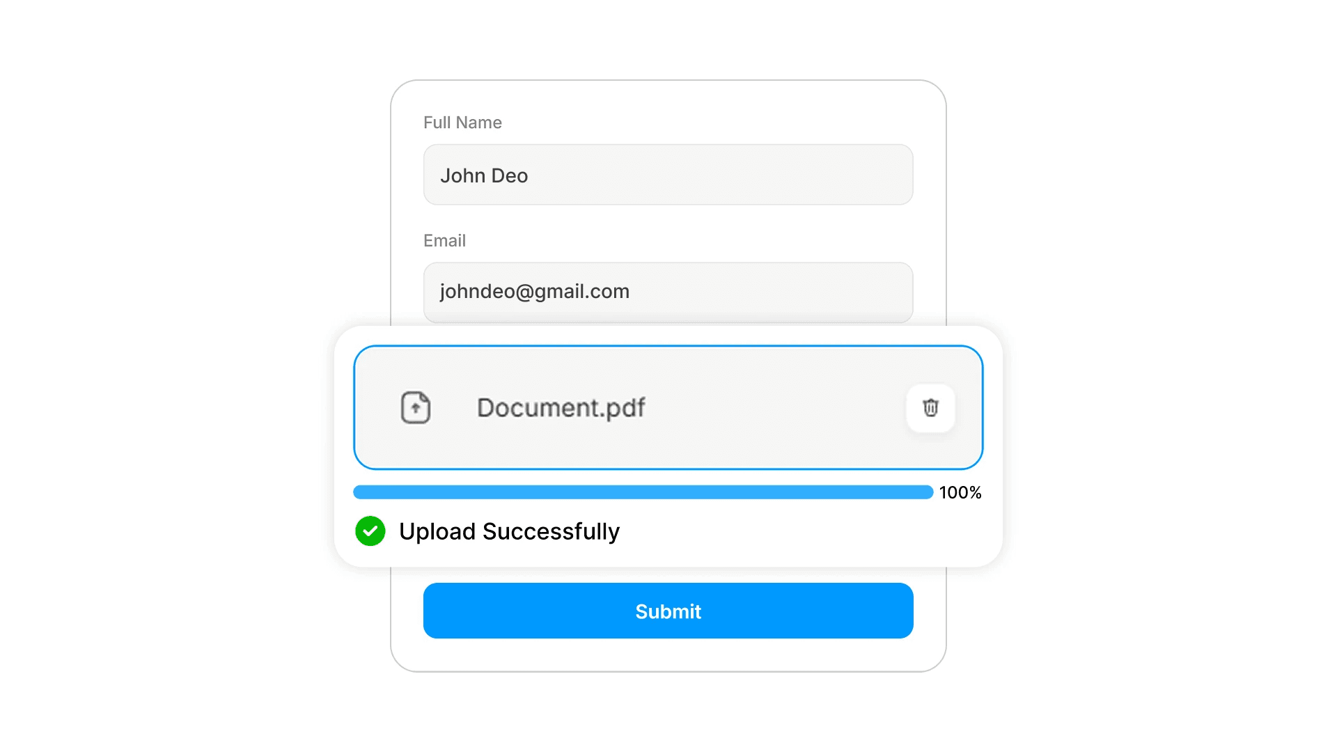 Connecting file upload submissions to external tools