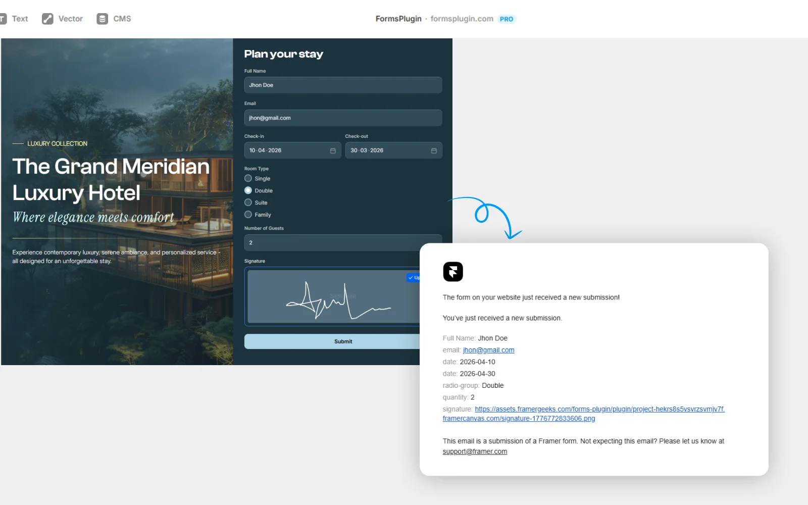 Receive the signed submission