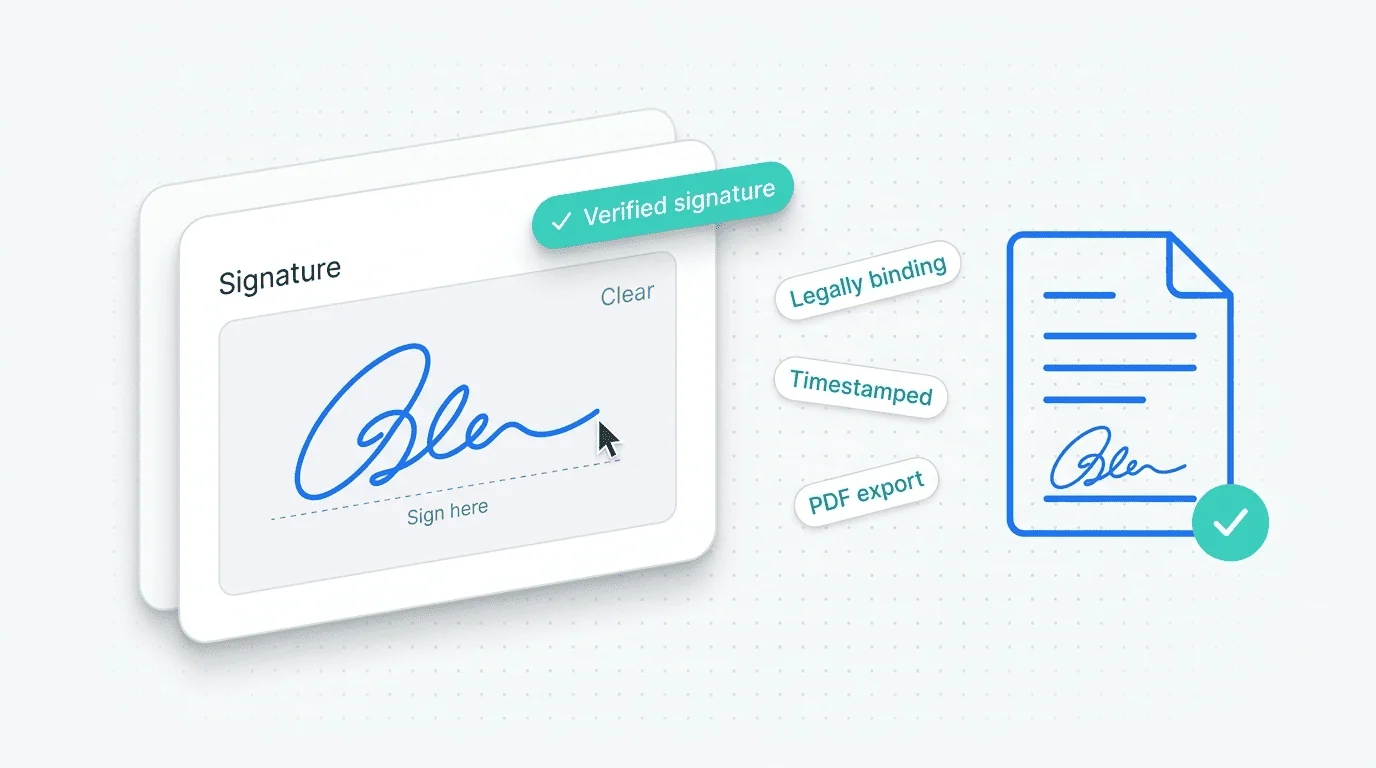 Digital signature pad inside a Framer form with a signature being drawn