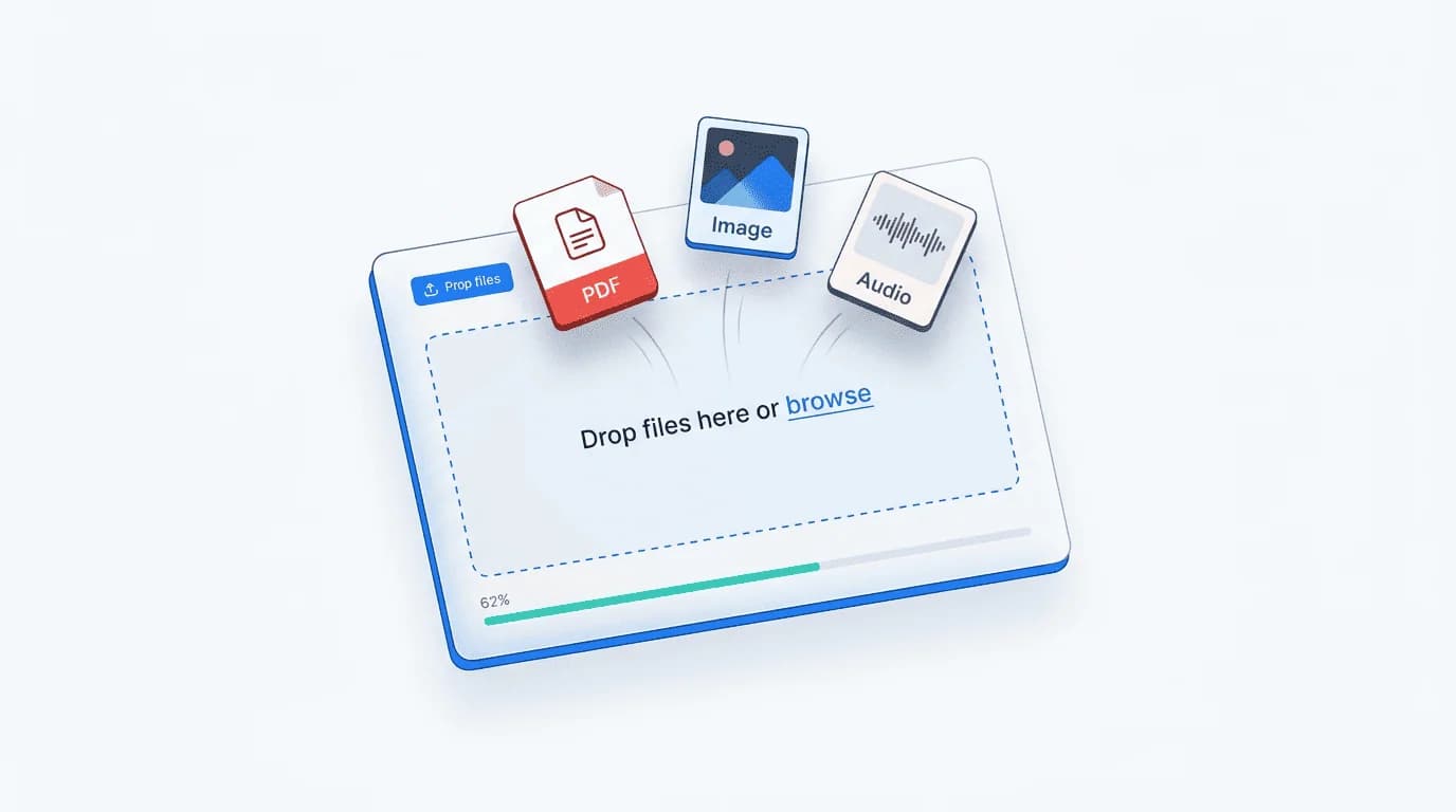 Framer form with a drag-and-drop file upload field showing a file in mid-upload state