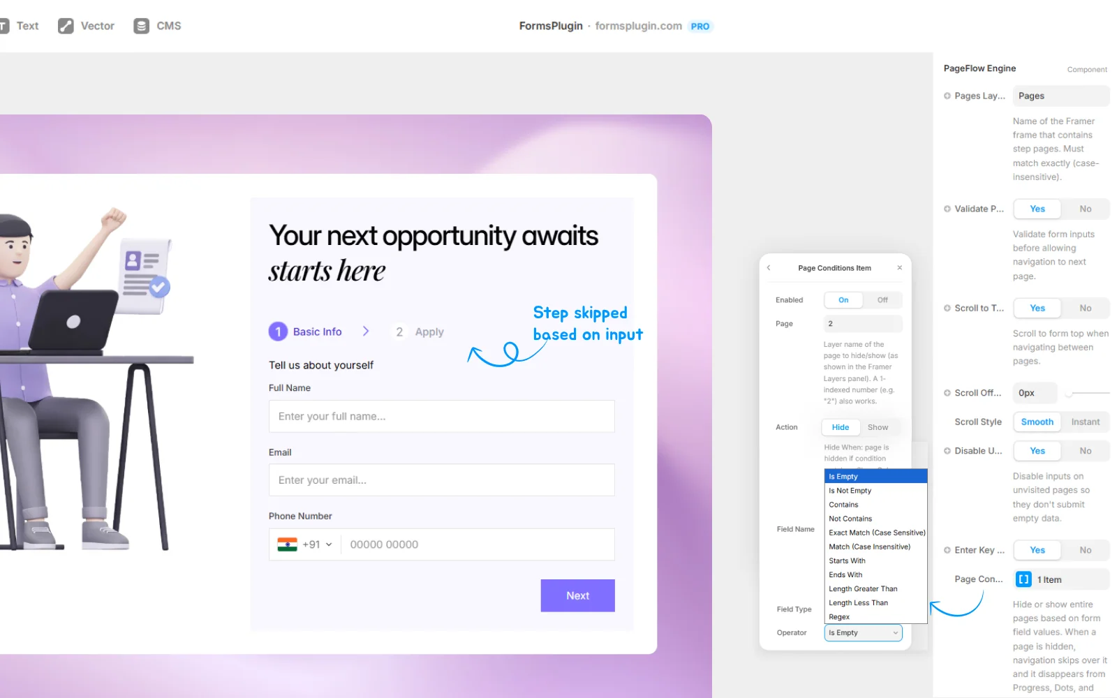 Set conditional page jumps