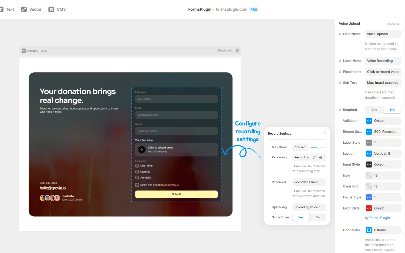 Set recording limits