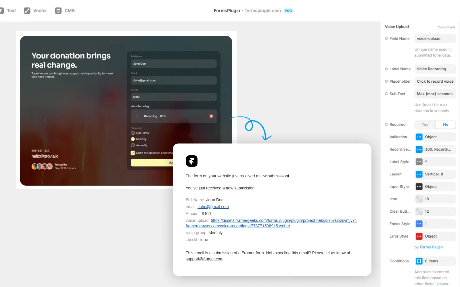 Receive the audio submission