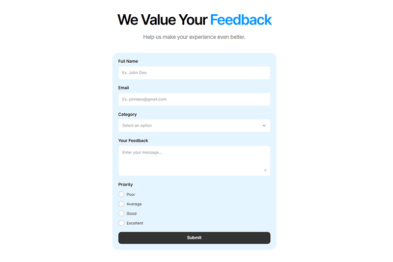Customer Feedback Form