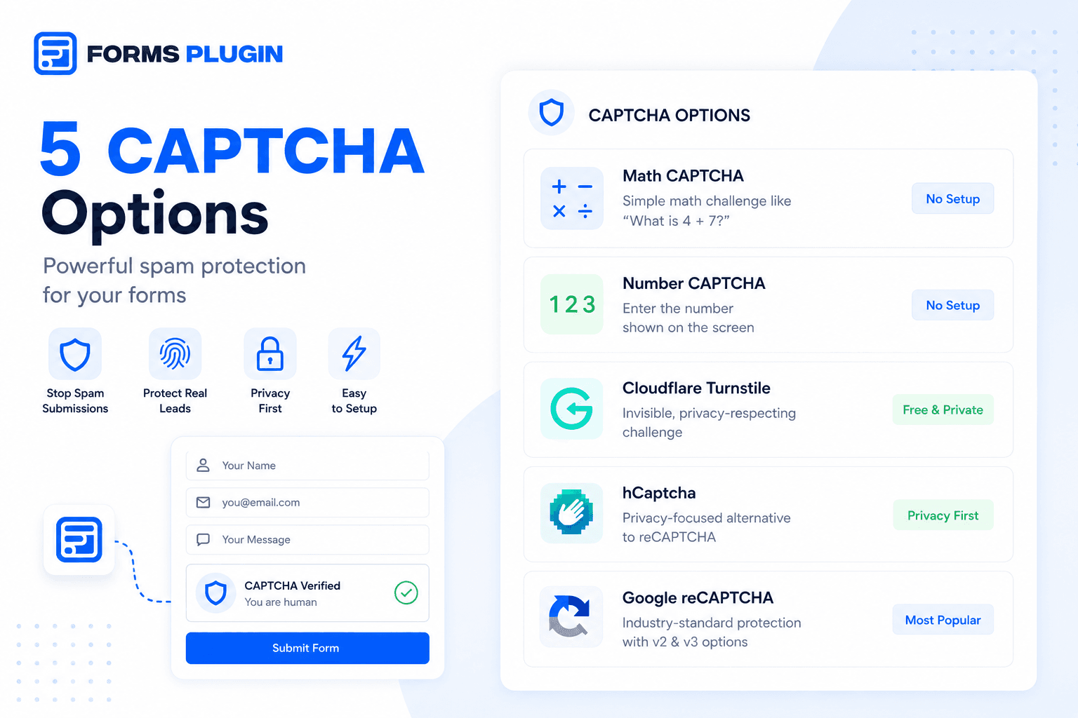 Framer form CAPTCHA options: which of the 5 to pick